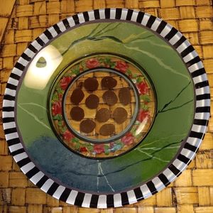 ( 2 ) Mackenzie Childs Glass Circus Rose Plates